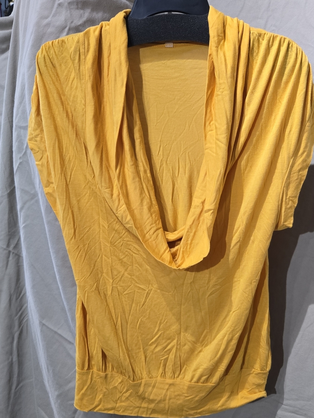Draped Cowl-Neck Yellow Blouse
